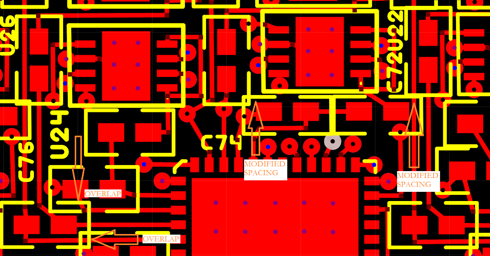 可能被全自動(dòng)系統(tǒng)（機(jī)器裝配）拒絕的違反設(shè)計(jì)規(guī)則的實(shí)例